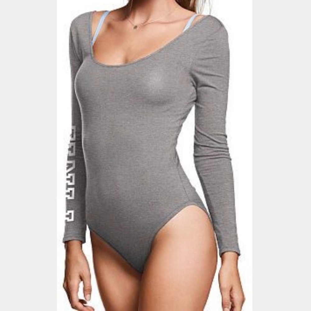 Gray long sleeve body suit